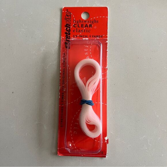 Lightweight Clear Elastic 3/8" Wide Approx 5 Yards Plus Package Of Elastic Clips - Picture 2 of 4